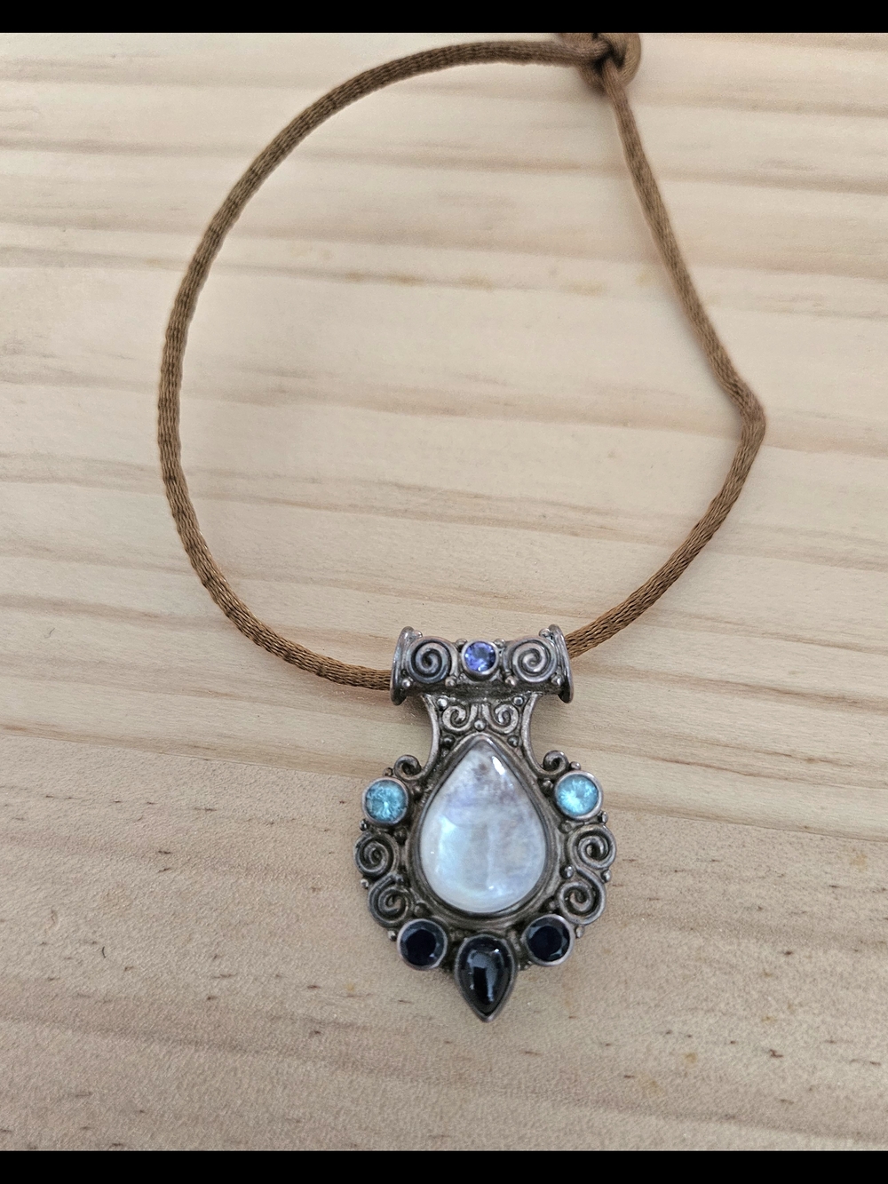 Antique Sterling Silver and Stone  Pendant.  (No Cord)